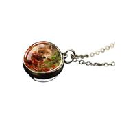 QYYZTQY 925 Sterling Silver Fox Necklace For Women and Men, Lovely Red Fox Necklace Cute Animal Double Side Glass Pendant, Fox Girl Gold Initial Necklace, Fox Jewelry For Women, Therian Jewelry