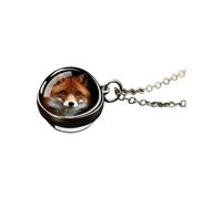 QYYZTQY 925 Sterling Silver Fox Necklace For Women and Men, Lovely Red Fox Necklace Cute Animal Double Side Glass Pendant, Fox Girl Gold Initial Necklace, Fox Jewelry For Women, Therian Jewelry