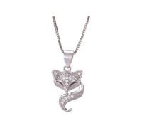 QYYZTQY 925 Sterling Silver Fox Necklace For Women and Men, Zircon Fox Pendant Fox Animal Choker Pendant, Fox Girl Gold Initial Necklace, Fox Jewelry For Women, Therian Jewelry