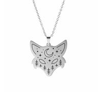 QYYZTQY 925 Sterling Silver Fox Necklace For Women and Men, Zircon Fox Pendant Fox Animal Choker Pendant, Fox Girl Gold Initial Necklace, Fox Jewelry For Women, Therian Jewelry