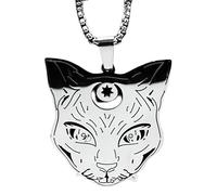 QYYZTQY 925 Sterling Silver Goth Wicca Black Cat Necklace For Women, Heptagram Witchcraft Black Cat Charm - Halloween Cat Necklace, Black Cat Jewelry, Black Cat Choker Necklace For Women