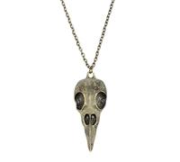 QYYZTQY 925 Sterling Silver Gothic Crow Necklace For Men Women, Zombie Horror Raven Necklace - Mythology Viking Skeleton Crow Head Pendant Jewelry For Halloween Christmas Gifts