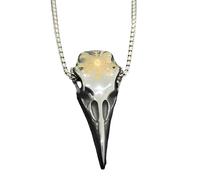 QYYZTQY 925 Sterling Silver Gothic Crow Necklace For Men Women, Zombie Horror Raven Necklace - Mythology Viking Skeleton Crow Head Pendant Jewelry For Halloween Christmas Gifts