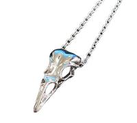 QYYZTQY 925 Sterling Silver Gothic Crow Necklace For Men Women, Zombie Horror Raven Necklace - Mythology Viking Skeleton Crow Head Pendant Jewelry For Halloween Christmas Gifts