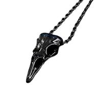 QYYZTQY 925 Sterling Silver Gothic Crow Necklace For Men Women, Zombie Horror Raven Necklace - Mythology Viking Skeleton Crow Head Pendant Jewelry For Halloween Christmas Gifts