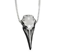 QYYZTQY 925 Sterling Silver Gothic Crow Necklace For Men Women, Zombie Horror Raven Necklace - Mythology Viking Skeleton Crow Head Pendant Jewelry For Halloween Christmas Gifts
