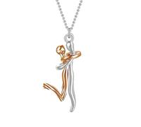 QYYZTQY 925 Sterling Silver Hug Necklace For Women and Men, Hug Couple Necklace Classic Embrace Little People Charm Couple Pendant Necklace Punk Lovers' Hug, Hugs and Kisses Necklace