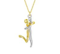 QYYZTQY 925 Sterling Silver Hug Necklace For Women and Men, Hug Couple Necklace Classic Embrace Little People Charm Couple Pendant Necklace Punk Lovers' Hug, Hugs and Kisses Necklace
