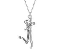 QYYZTQY 925 Sterling Silver Hug Necklace For Women and Men, Hug Couple Necklace Classic Embrace Little People Charm Couple Pendant Necklace Punk Lovers' Hug, Hugs and Kisses Necklace