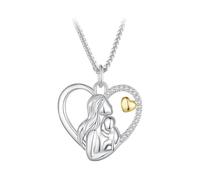 QYYZTQY 925 Sterling Silver Hug Necklace For Women and Men, Mom Hugging Kid Necklaces, Love Heart Charm Necklaces Mom & Child, Hugs and Kisses Necklace, Hugging Necklaces For Women