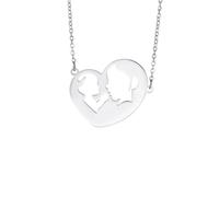 QYYZTQY 925 Sterling Silver Hug Necklace For Women and Men, Mom Hugging Kid Necklaces, Love Heart Charm Necklaces Mom & Child, Hugs and Kisses Necklace, Hugging Necklaces For Women