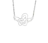 QYYZTQY 925 Sterling Silver Hug Necklace For Women and Men, Mom Hugging Kid Necklaces, Love Heart Charm Necklaces Mom & Child, Hugs and Kisses Necklace, Hugging Necklaces For Women