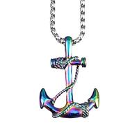 QYYZTQY 925 Sterling Silver Multiple Color Sea Anchor Necklace For Men, Punk Rock Hip Hop Anchor Charm Choker - Vintage Anchor Pendant, Nautical Jewelry For Women Birthday Halloween Christmas