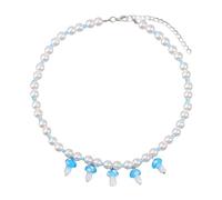 QYYZTQY 925 Sterling Silver Mushroom Necklace For Women, Bohemia Multicolor Mixed Beads Necklace Cute Cartoon Mushroom Seed Beaded Necklace Sweet Jewelry, Mushroom Choker