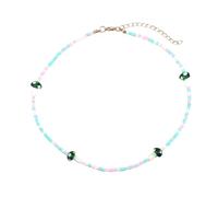 QYYZTQY 925 Sterling Silver Mushroom Necklace For Women, Bohemia Multicolor Mixed Beads Necklace Cute Cartoon Mushroom Seed Beaded Necklace Sweet Jewelry, Mushroom Choker