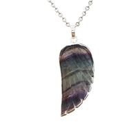 QYYZTQY 925 Sterling Silver Natural Stone Wing Necklace For Women, Wing Necklaces - Healing Reiki Wings Necklace Pendant, Necklaces For Women Birthday Valentine Gifts
