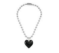 QYYZTQY 925 Sterling Silver Necklace For Women, Colorful Big Glass Necklace Aesthetic Jewelry, Heart Necklace, Olivia Necklace, Heart Necklace Red, Gold Red Heart