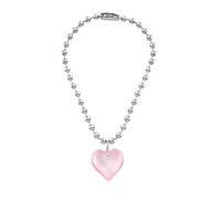 QYYZTQY 925 Sterling Silver Necklace For Women, Colorful Big Glass Necklace Aesthetic Jewelry, Heart Necklace, Olivia Necklace, Heart Necklace Red, Gold Red Heart
