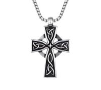QYYZTQY 925 Sterling Silver Nordic Viking Celtic Cross Necklace For Men, Biker Amulet Celtic Cross Pendant - Men's Celtic Cross Necklace, Irish Cross Necklace Women Birthday Christmas Gifts