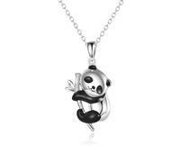 QYYZTQY 925 Sterling Silver Panda Necklace For Women and Girls, Panda Necklace Popular Precious Lovely Animal Pendant, Panda Jewelry, Red Panda Necklace For Girls, Panda Locket, Panda Coin Pendant,