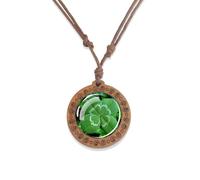 QYYZTQY 925 Sterling Silver Patricks Day Necklaces For Women and Men, Four-Leaf Glass Dome Necklace Patrick Day Green Necklace, Patricks Day Beads Bulk, Green Bead Necklace