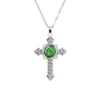 QYYZTQY 925 Sterling Silver Patricks Day Necklaces For Women and Men, Four-Leaf Glass Dome Necklace Patrick Day Green Necklace, Patricks Day Beads Bulk, Green Bead Necklace
