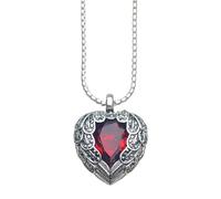 QYYZTQY 925 Sterling Silver Red Winged Pave Heart Necklace For Women, Europe Style Rhinestone Heart Necklace - Zircon Pave Necklace, Reunion Heart Necklace For Valentine Birthday Christmas Gifts