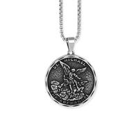 QYYZTQY 925 Sterling Silver Saint Michael Necklace For Women and Men, Religion Michael Medallion Necklace, Faith Protection Chain Amulet, Michael Necklace, Saint Michael Pendant For Men