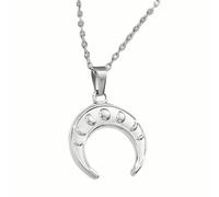 QYYZTQY 925 Sterling Silver Shaped Space Moon Phase Necklace For Women, Vintage Moon Pendant Necklace - Waxing Crescent Moon Necklace Silver, Moon Jewelry For Birthday Christmas Gifts