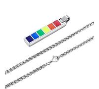 QYYZTQY 925 Sterling Silver Trans Necklace For Unisex, Rainbow Vertical Bar Pendant Necklaces Gay Pride Rainbow Choker Lesbian Pride, Bisexual Necklace, Transgender Necklace, Double Venus Necklace
