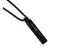 QYYZTQY 925 Sterling Silver Trans Necklace For Unisex, Rainbow Vertical Bar Pendant Necklaces Gay Pride Rainbow Choker Lesbian Pride, Bisexual Necklace, Transgender Necklace, Double Venus Necklace