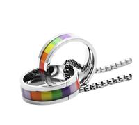 QYYZTQY 925 Sterling Silver Trans Necklace For Unisex, Rainbow Vertical Bar Pendant Necklaces Gay Pride Rainbow Choker Lesbian Pride, Bisexual Necklace, Transgender Necklace, Double Venus Necklace