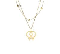 QYYZTQY 925 Sterling Silver Trans Necklace, Gay Lesbian Symbol Pendant Necklaces, Bisexual Necklace, Transgender Necklace, Her and Her Necklace Lesbian, Double Venus Necklace, Asexual Necklace