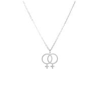 QYYZTQY 925 Sterling Silver Trans Necklace, Gay Lesbian Symbol Pendant Necklaces, Bisexual Necklace, Transgender Necklace, Her and Her Necklace Lesbian, Double Venus Necklace, Asexual Necklace