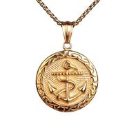 QYYZTQY 925 Sterling Silver Vintage Hip Hop Anchor Necklace For Men, Biker Amulet Anchor Charm Choker - Punk Medal Anchor Pendant, Nautical Jewelry For Women Birthday Halloween Christmas Gifts
