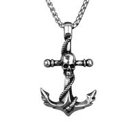QYYZTQY 925 Sterling Silver Water Anchor Necklace For Men, 20-28inch Chain Octopus Anchor Charm Choker - Punk Gothic Anchor Pendant, Nautical Jewelry For Women Birthday Halloween Christmas Gifts