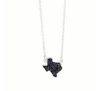 QYYZTQY 925 Sterling Silver Western Cowgirl Druzy Necklace For Women, Geometric Texas Shape Stone Necklace - Resin Druzy Jewelry Necklace, Light Blue Necklace For Valentine Birthday Gifts