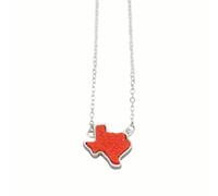 QYYZTQY 925 Sterling Silver Western Cowgirl Druzy Necklace For Women, Geometric Texas Shape Stone Necklace - Resin Druzy Jewelry Necklace, Light Blue Necklace For Valentine Birthday Gifts