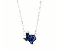 QYYZTQY 925 Sterling Silver Western Cowgirl Druzy Necklace For Women, Geometric Texas Shape Stone Necklace - Resin Druzy Jewelry Necklace, Light Blue Necklace For Valentine Birthday Gifts