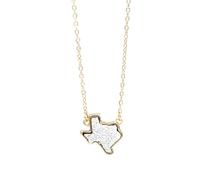 QYYZTQY 925 Sterling Silver Western Cowgirl Druzy Necklace For Women, Geometric Texas Shape Stone Necklace - Resin Druzy Jewelry Necklace, Light Blue Necklace For Valentine Birthday Gifts