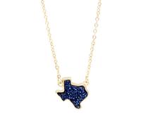 QYYZTQY 925 Sterling Silver Western Cowgirl Druzy Necklace For Women, Geometric Texas Shape Stone Necklace - Resin Druzy Jewelry Necklace, Light Blue Necklace For Valentine Birthday Gifts