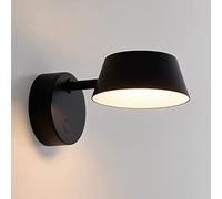 QYYZTQY 9W LED Wall Light Indoor with Touch Switch, Wall Lamp 360° Rotatable Wall Lighting Made of Iron Wall Decoration for Bedside, Bedroom, Living Room, Warm White,Black (Color : Black)