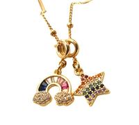 QYYZTQY AAA Zircon Rainbow Necklace For Women, Cute Rainbow Balloon Choker - Colorful Pride Beads Rainbow Heart Necklace, Rainbow Bridge Necklace For Birthday Valentine Gifts
