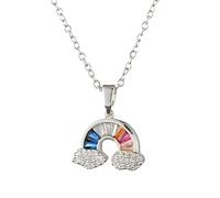QYYZTQY AAA Zircon Rainbow Necklace For Women, Cute Rainbow Balloon Choker - Colorful Pride Beads Rainbow Heart Necklace, Rainbow Bridge Necklace For Birthday Valentine Gifts