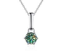 QYYZTQY Accessories 1 to 2 D Color Round Cut Moissanite Pendant Necklaces for Women Six Claw Necklace for Women - Valentine's Day Birthday