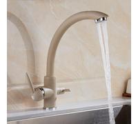 QYYZTQY All Copper Faucet, Three-in-One Kitchen Washing Basin, Hot and Cold Rotating Water Purification, Direct Drink Gold, Customized Beige with a Little Moon Bend