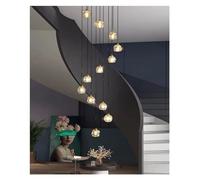 QYYZTQY American Loft Stairs G9 Pendant Lights Gold Luxury Metal K9 Crystal Luminarias Fixtures, Chandelier