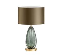 QYYZTQY American Luxury Handmade Cloth Green Glazed Desk Light Living Room Counter Desk Lamp For Bedroom Study Room Bed Indoor Table Lamp Showroom Clubs Hotel Reception Decoration Lighting Fixture