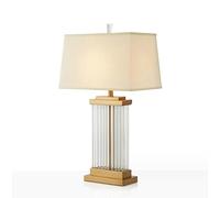 QYYZTQY American Minimalism Table Lamp Large Decorative Table Lamp Glass Bedroom Bedside Lamp Living Room with Fabric Shade Study HotelE27*1