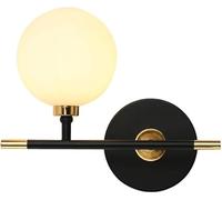 QYYZTQY American Style Black Gold Indoor Wall Lamp, Frosted Wall ，Milk Glass Bedside LED Wall Light with G9 Base for Bedroom Living Room Entry